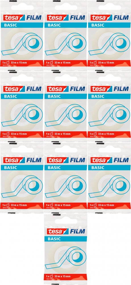10x Taśma klejąca Tesa Basic, 15mmx33m, przezroczysty