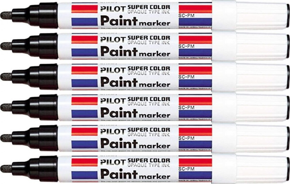 6x Marker olejowy Pilot Super Color M, okrągła, 4.5mm, czarny