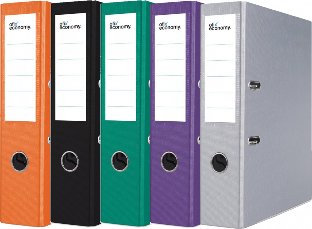 Zestaw 5x segregator Ofix Economy, A4, szerokość grzbietu 75mm, do 500 kartek, mix kolorów