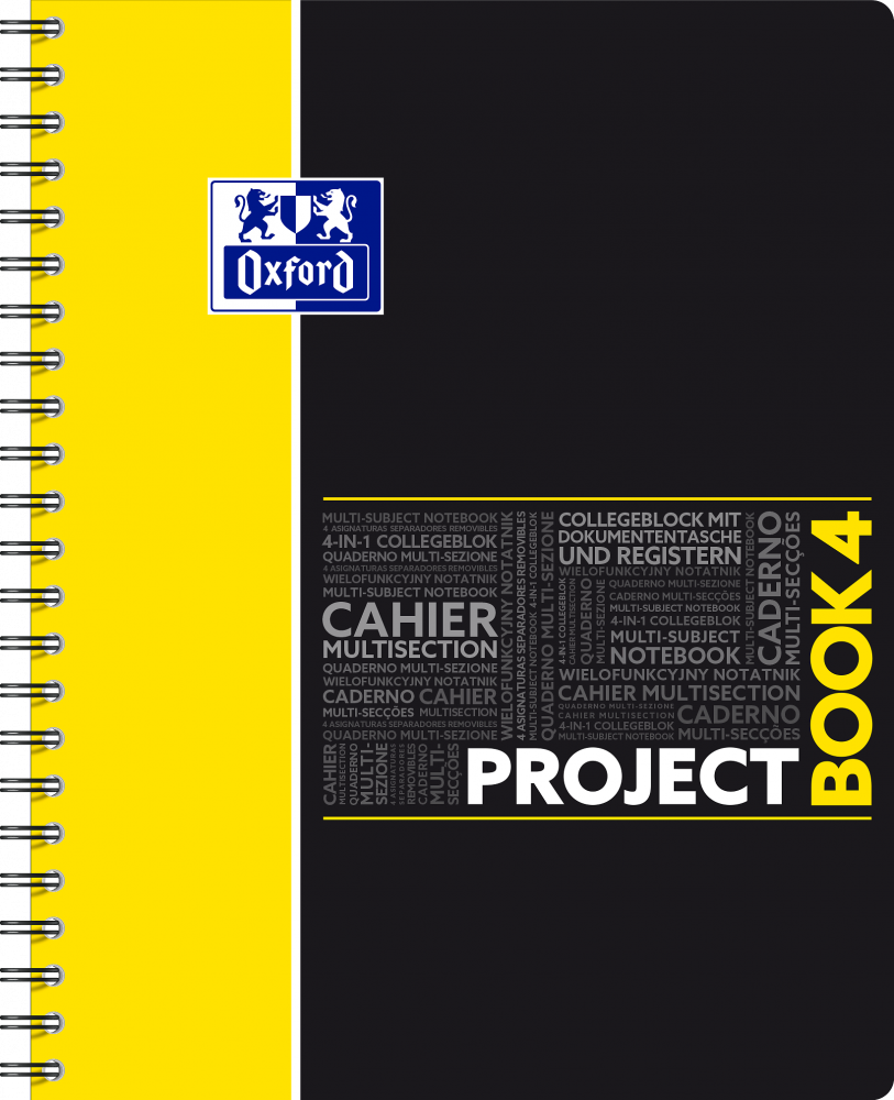 Kołonotatnik Oxford Student ProjectBook, A4+, w kratkę, 100 kartek, okładka PP, mix wzorów