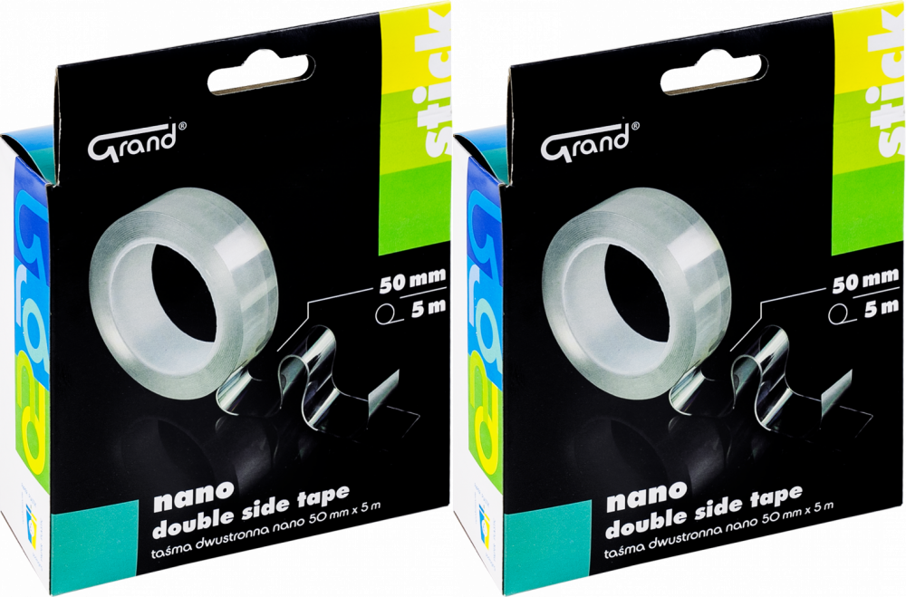 2x Taśma dwustronna Grand nano, 50mm x 5m, 1 sztuka, przezroczysty