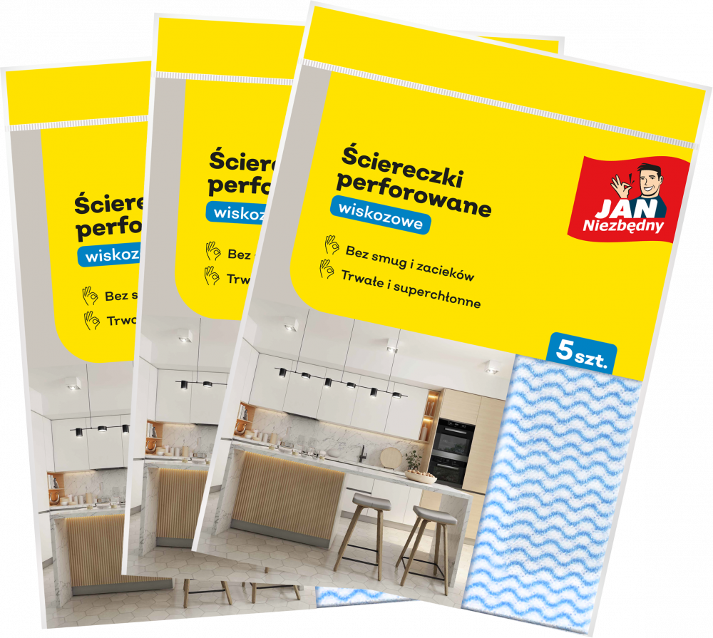 3x Ściereczka perforowana Jan Niezbędny, wiskoza, 40x50cm, 5 sztuk, mix kolorów