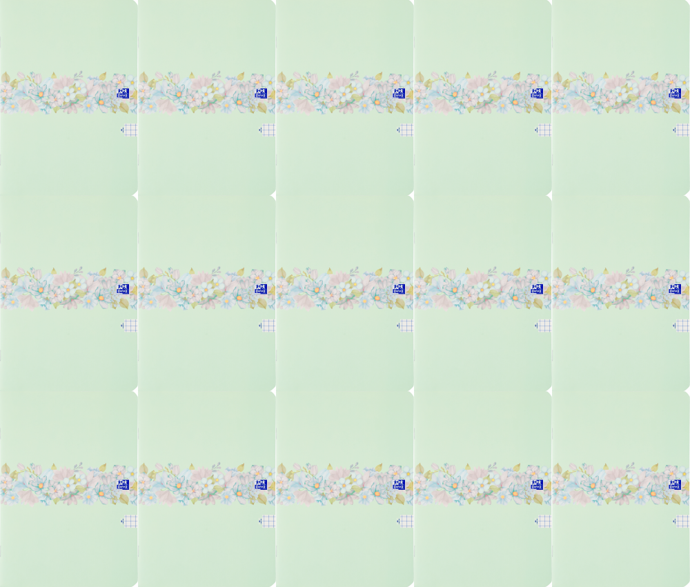 15x Zeszyt w kratkę Oxford Flowers, A4, miękka oprawa, 60 kartek, mix wzorów