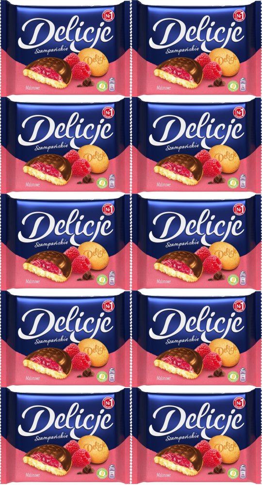 10x Ciastka Delicje szampańskie Mondelez, malinowy, 294g