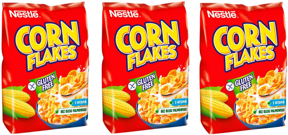 3x płatki kukurydziane Nestle Corn Flakes, folia, 250g