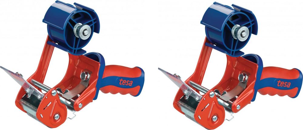 2x Dyspenser do taśmy pakowej Tesa Comfort, 50mmx66m, czerwono-niebieski