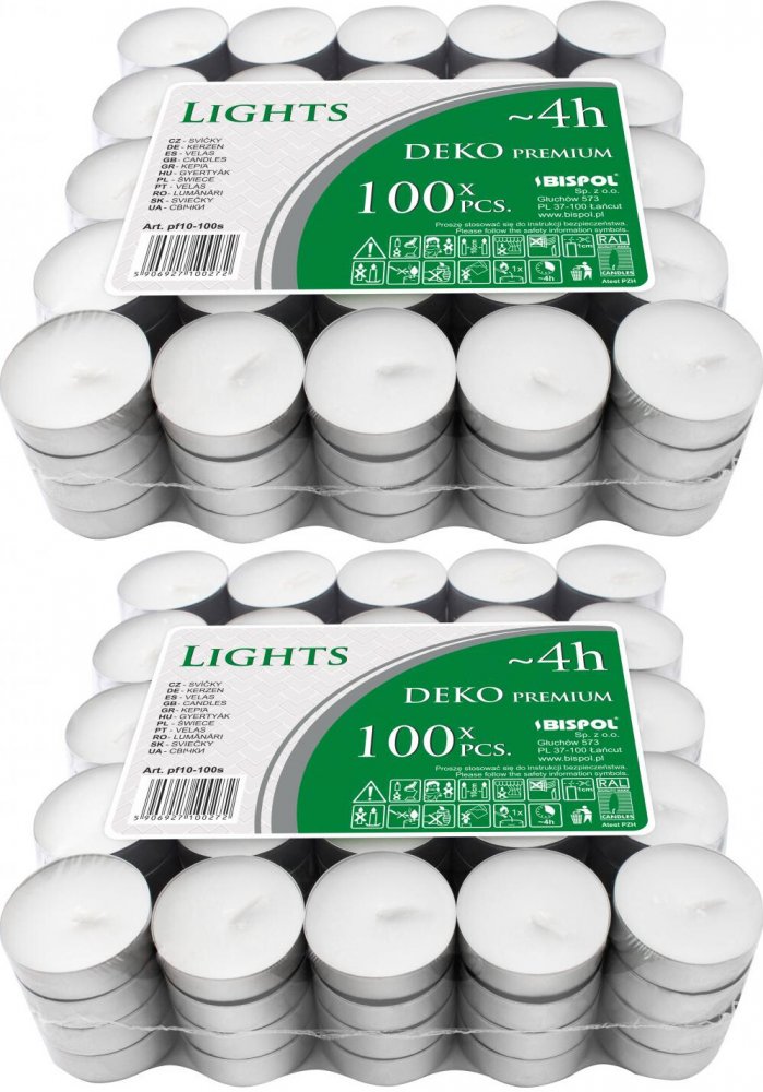 2x Podgrzewacz - świeczka Bispol, 100 sztuk, biały