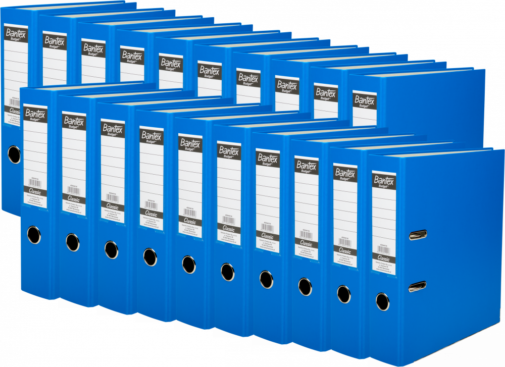 20x Segregator A4 Bantex Budget Classic, 75mm, do 500 kartek, niebieski