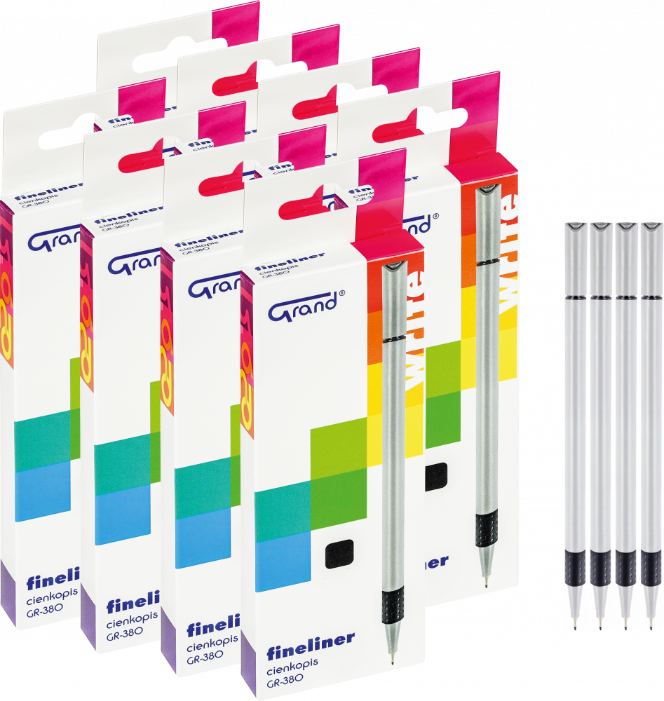100x Cienkopis Grand GR-380, 0.4mm, czarny