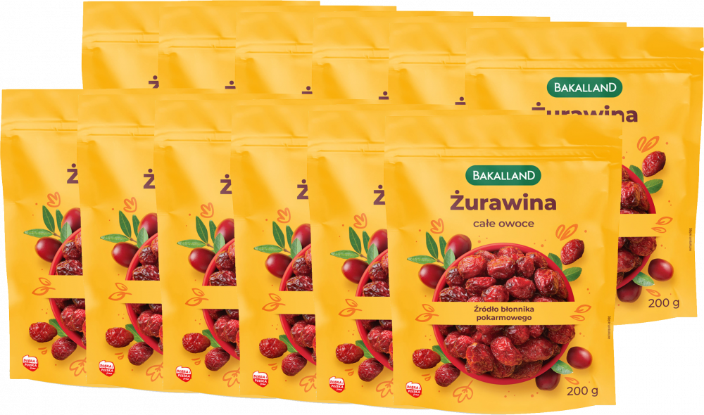 12x Żurawina całe owoce Bakalland, 200g