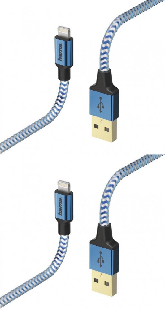 2x Kabel ładujący Hama Reflected Lightning, 1.5m, niebieski