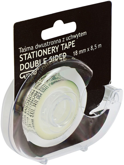 Taśma dwustronna Grand, z podajnikiem, 18mmx8.5m, przezroczysty