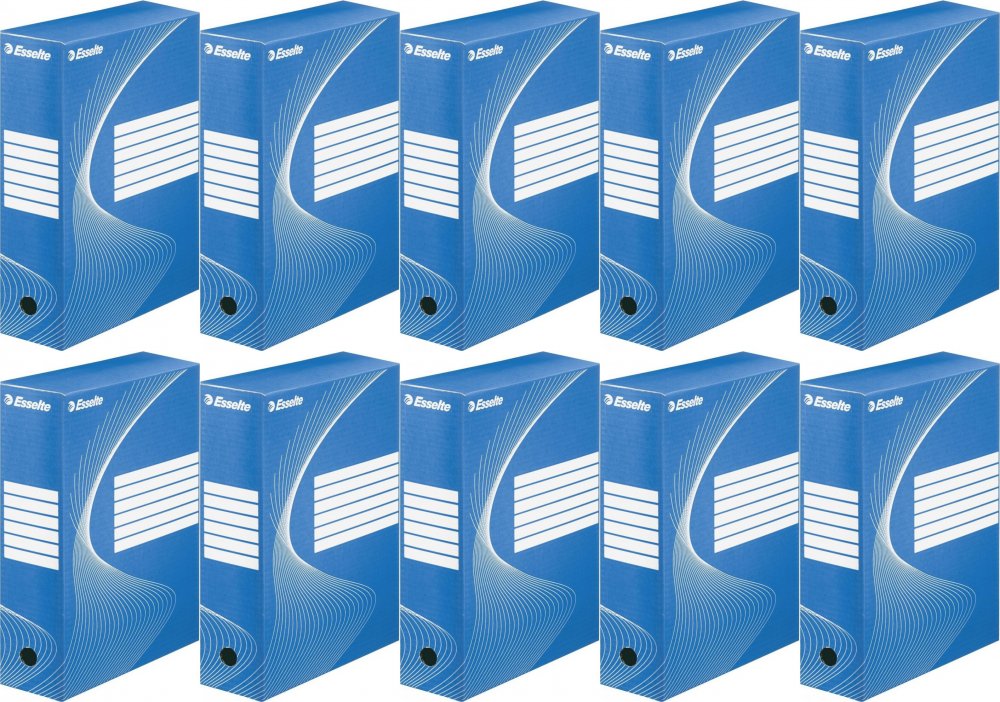 10x Pudło archiwizacyjne Esselte Standard, do luźnych dokumentów, 100mm, niebieski