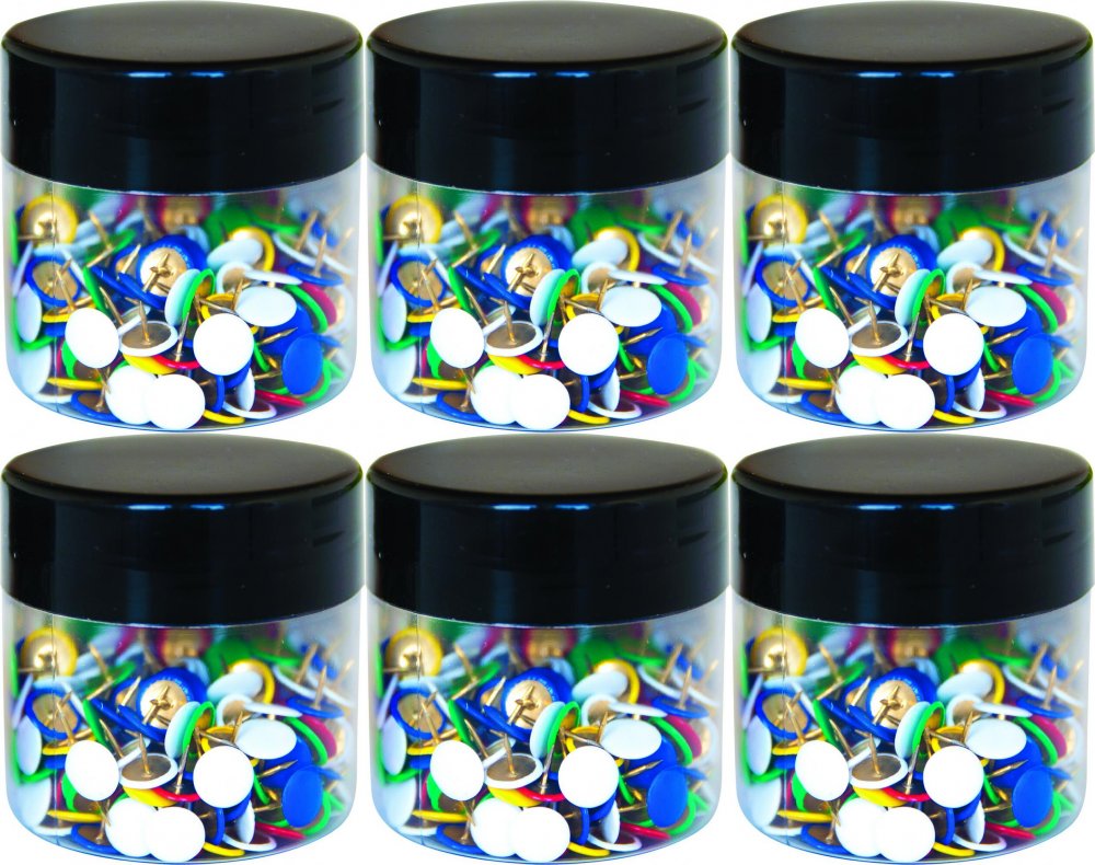 6x Pinezki metalowe Q-Connect, 300 sztuk, mix kolorów