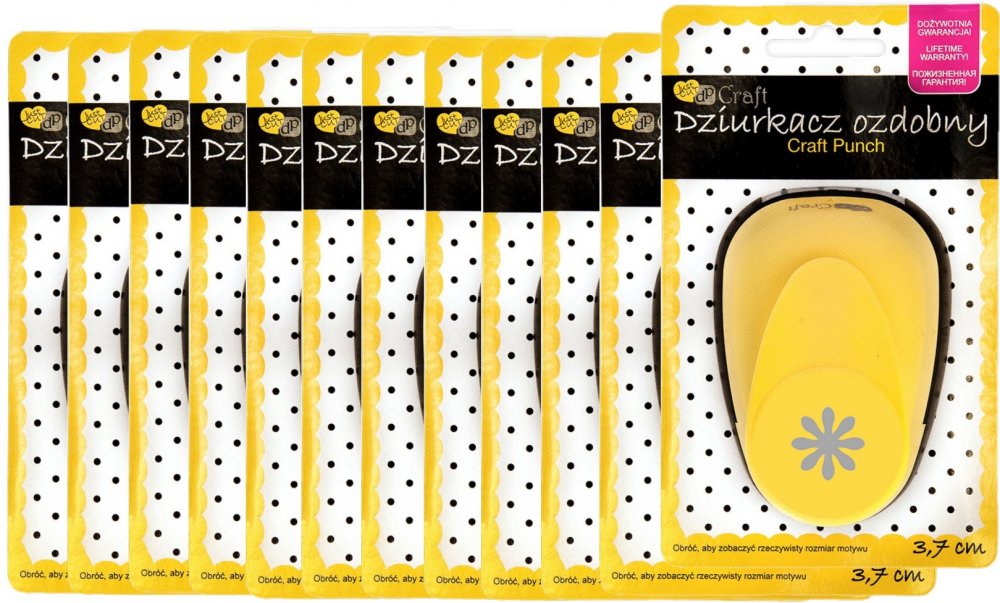 12x Dziurkacz ozdobny dpCraft, Stokrotka, żółty