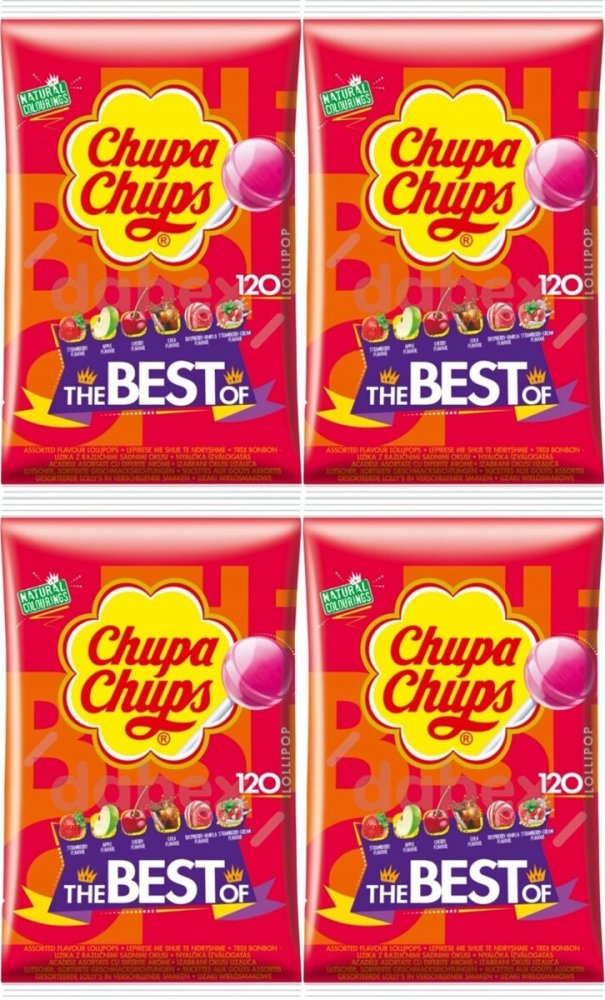 4x Lizaki Chupa Chups The Best Of, mix smaków, 120 sztuk x 12g