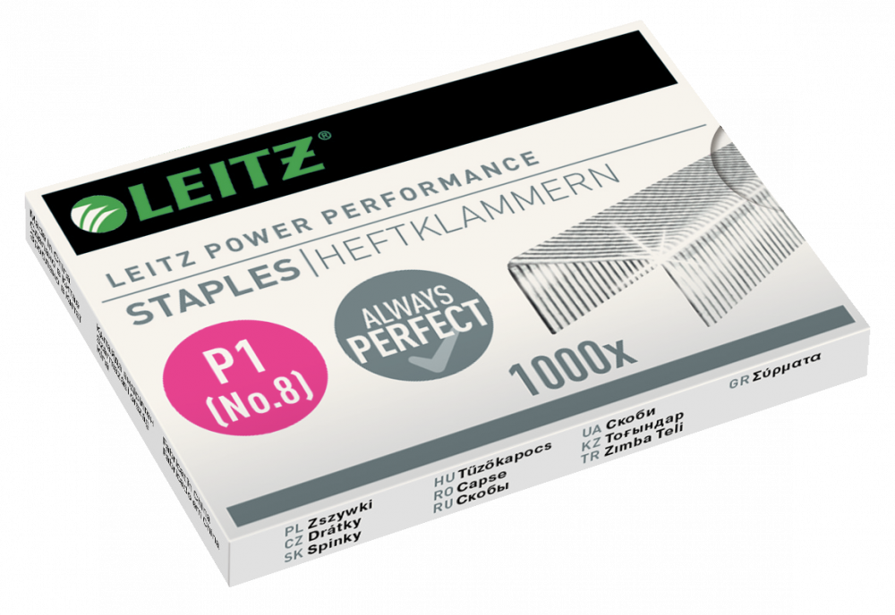 Zszywki Leitz Power Performance nr 8, Strong, 1000 sztuk, srebrny