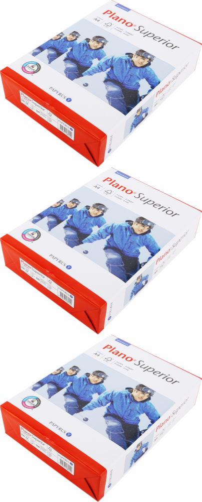 3x Papier ksero ekologiczny Papyrus Plano Superior, A4, 100g/m2, 500 arkuszy, biały