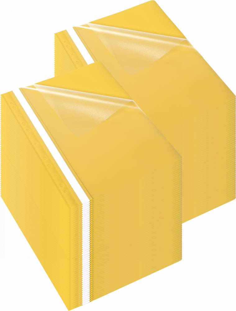 100x Skoroszyt plastikowy oczkowy Bantex Budget EVO, A4, do 200 kartek, żółty
