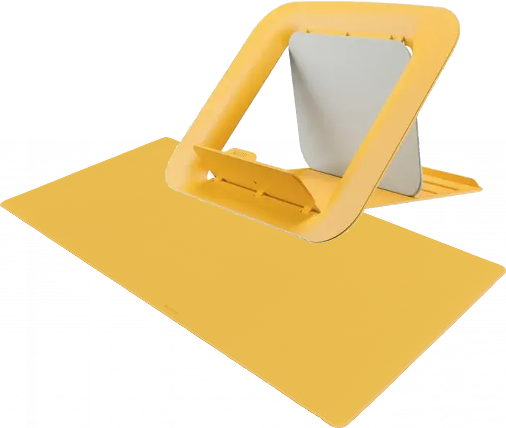 Zestaw: podstawka pod laptopa + podkład na biurko Leitz Ergo Cosy, żółty