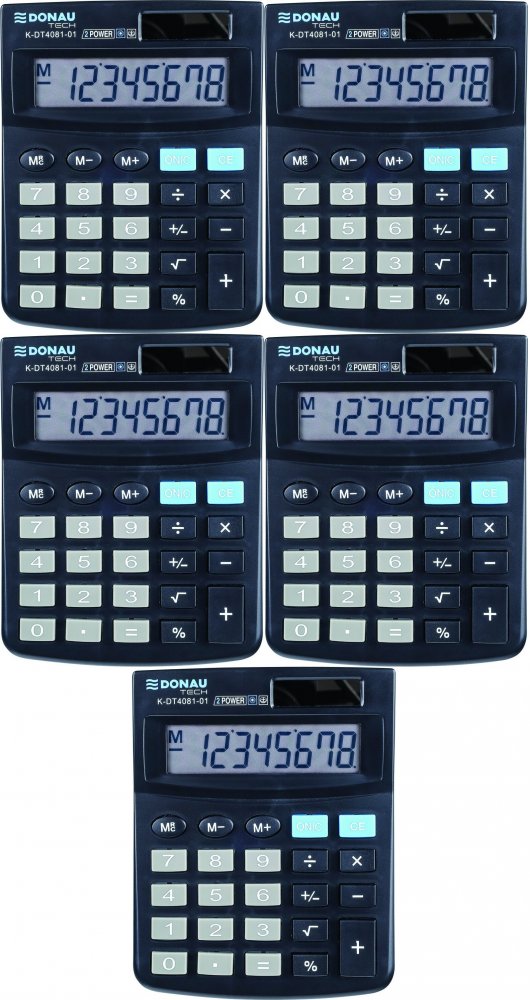 5x Kalkulator biurowy Donau Tech, 8-cyfr, czarny