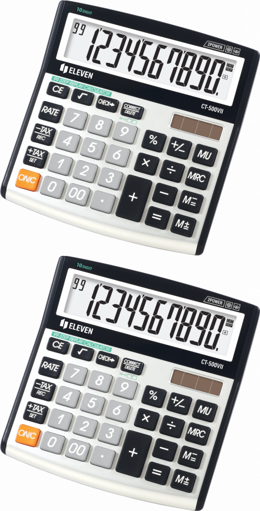 2x Kalkulator biurowy Eleven CT-500VII, 10 cyfr, srebrny