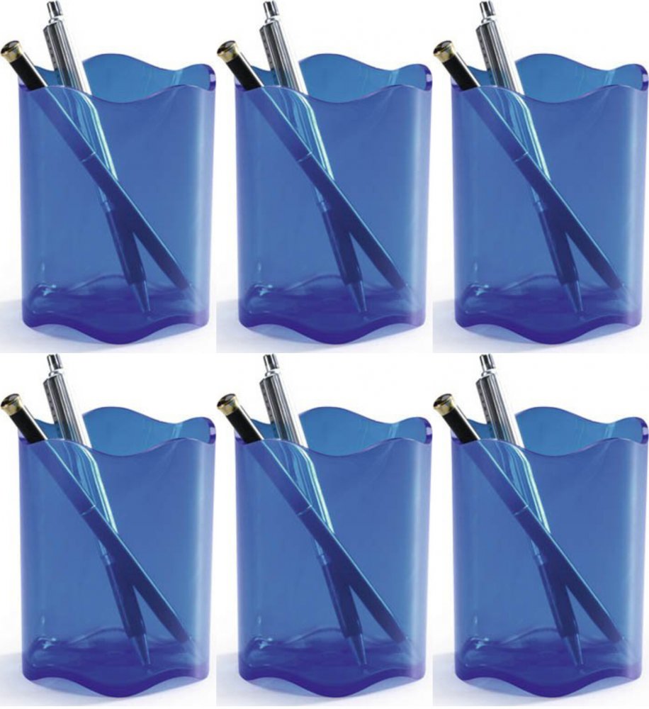 6x Kubek na długopisy Durable Trend, 80x102mm, przezroczysty niebieski