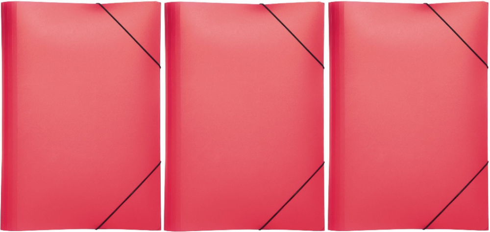 3x teczka plastikowa z gumką Pagna, A4, 3 skrzydłowa, czerwony