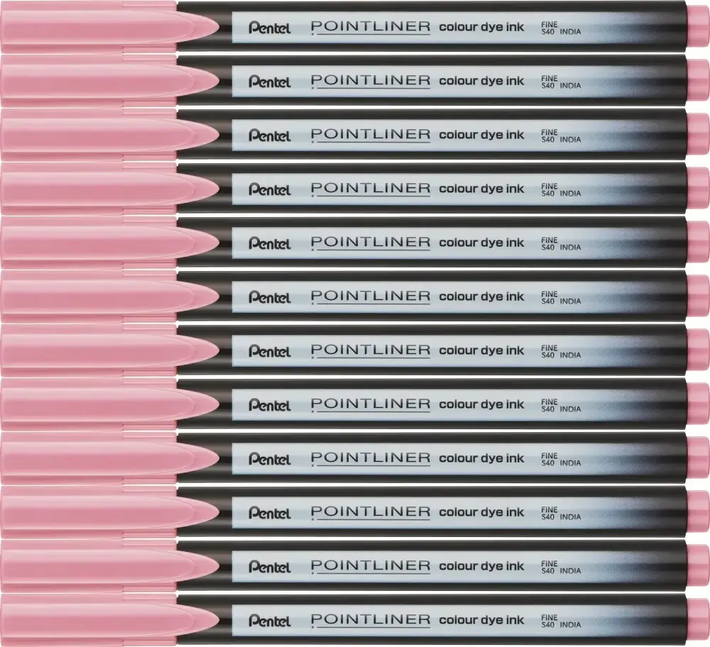 12x Cienkopis Pentel Pointliner Colour, baby pink