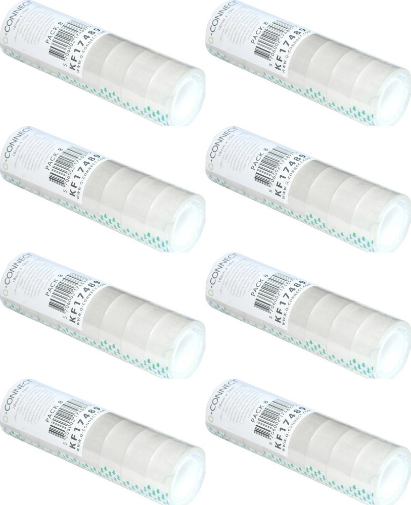 8x Taśma klejąca Q-Connect, 18mmx10m, 8 sztuk, przezroczysty