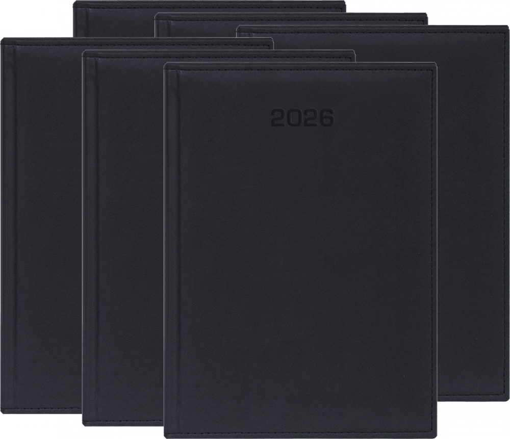 6x Kalendarz książkowy 2026, Udziałowiec, Biznesowy, A4, dzienny, czarny