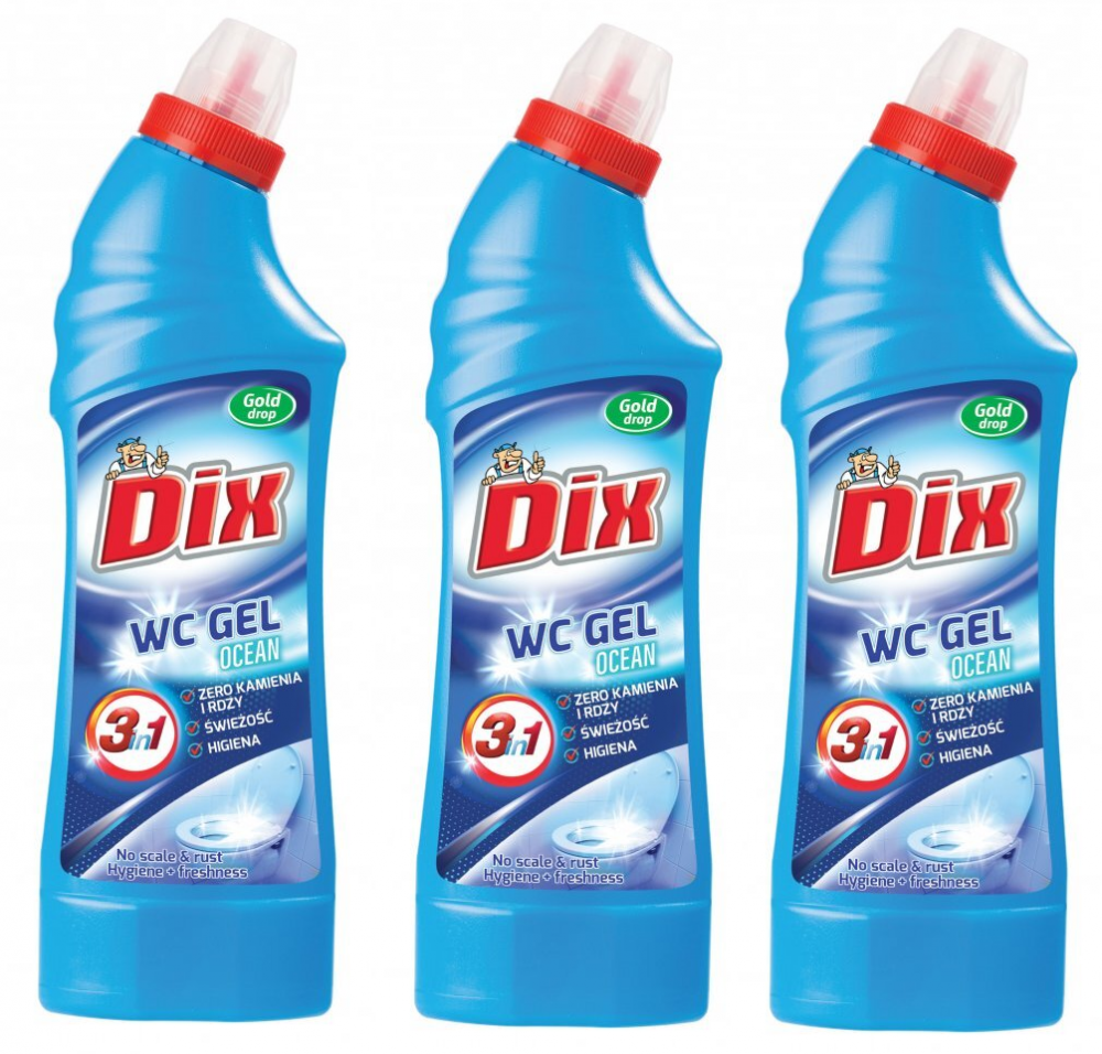 3x żel do czyszczenia WC Gold Drop Dix, morski, 0.75l