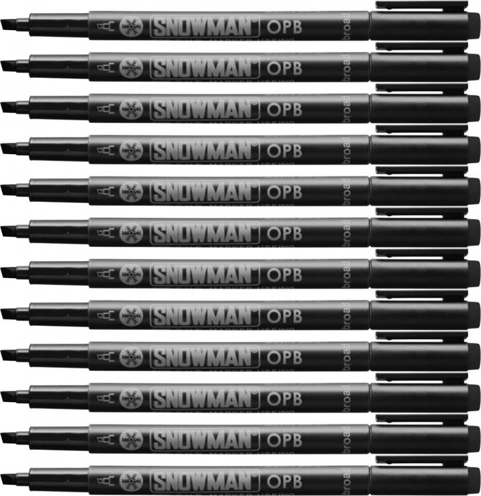 12x Foliopis permanentny Snowman OPB, ścięta, 4mm, czarny