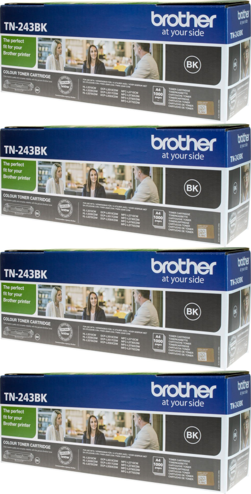 4x Toner Brother (TN-243BK), 1000 stron, black (czarny)