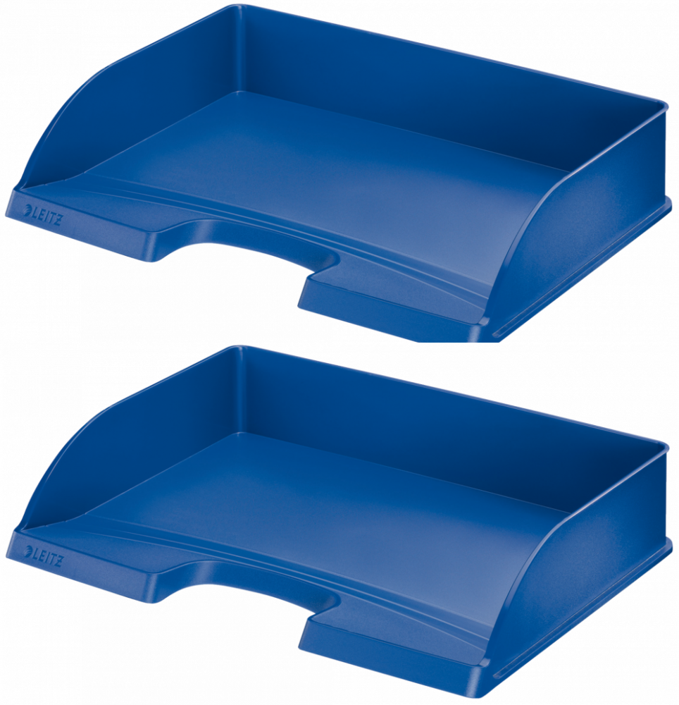 2x półka na dokumenty Leitz Plus, długi bok otwarty, A4, plastikowa, niebieski