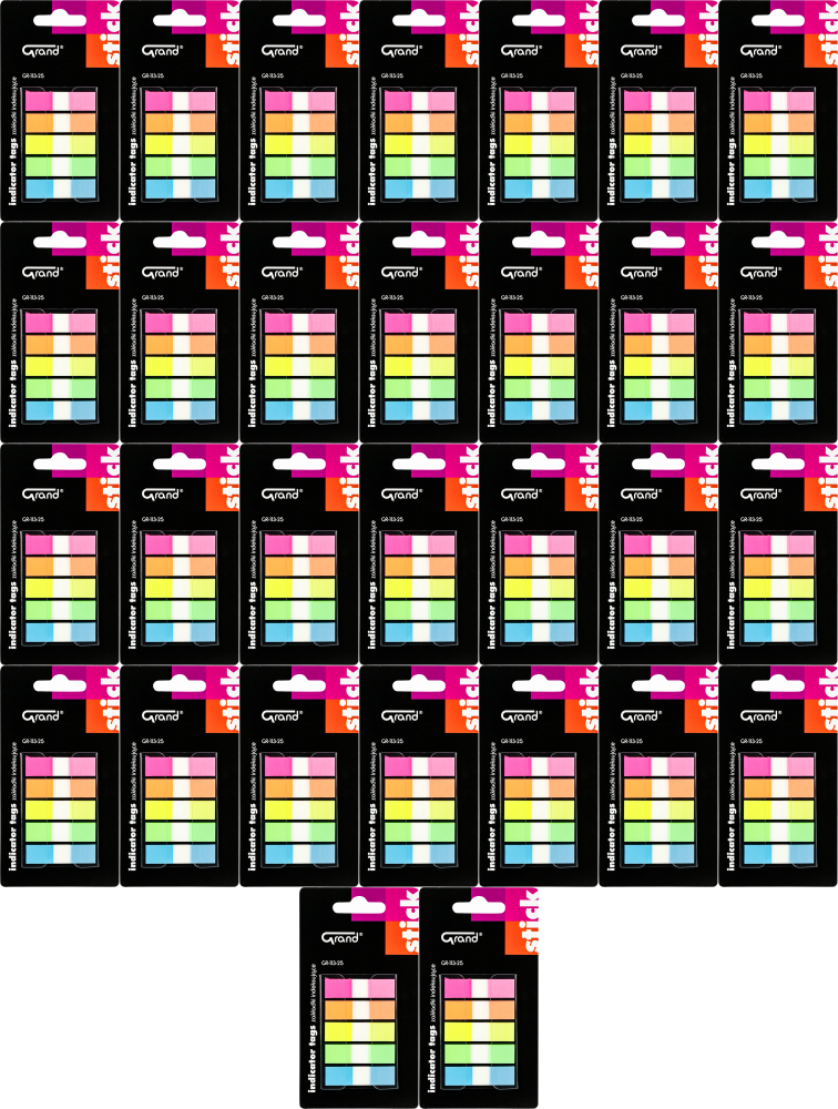 48x Zakładki samoprzylepne Grand GR-113-25, indeksujące, 45x12 mm, 5x25 sztuk, mix kolorów