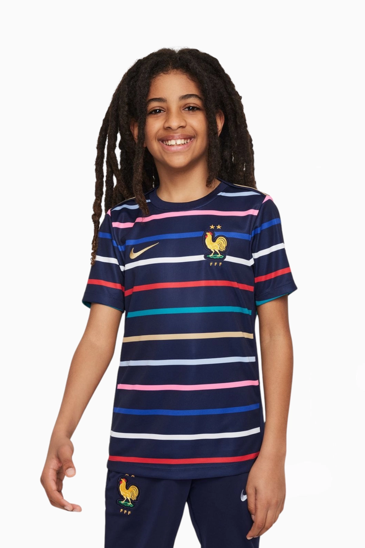 Koszulka Reprezentacji Francji Nike 2024 Pre-Match Junior - Granatowy