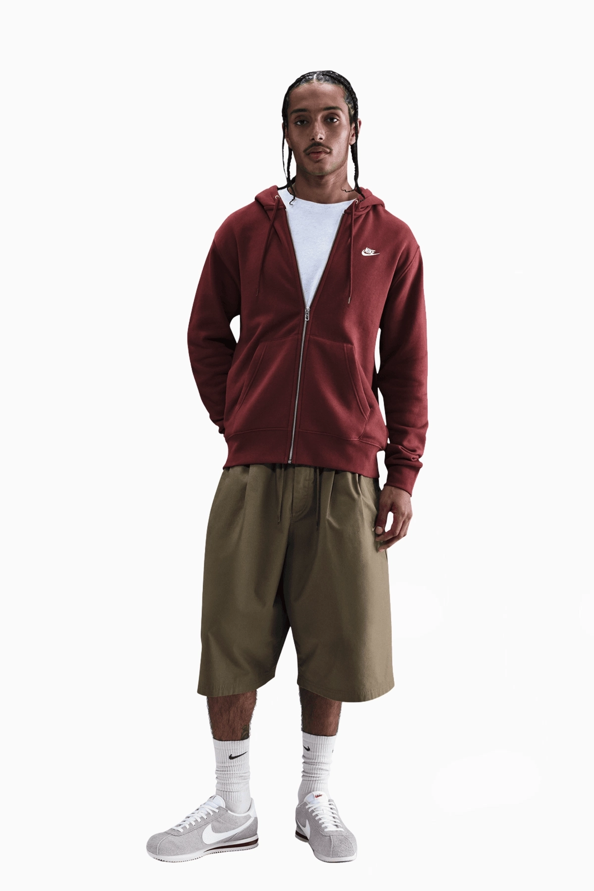 Bluza z kapturem Nike Club Full-Zip - Bordowy