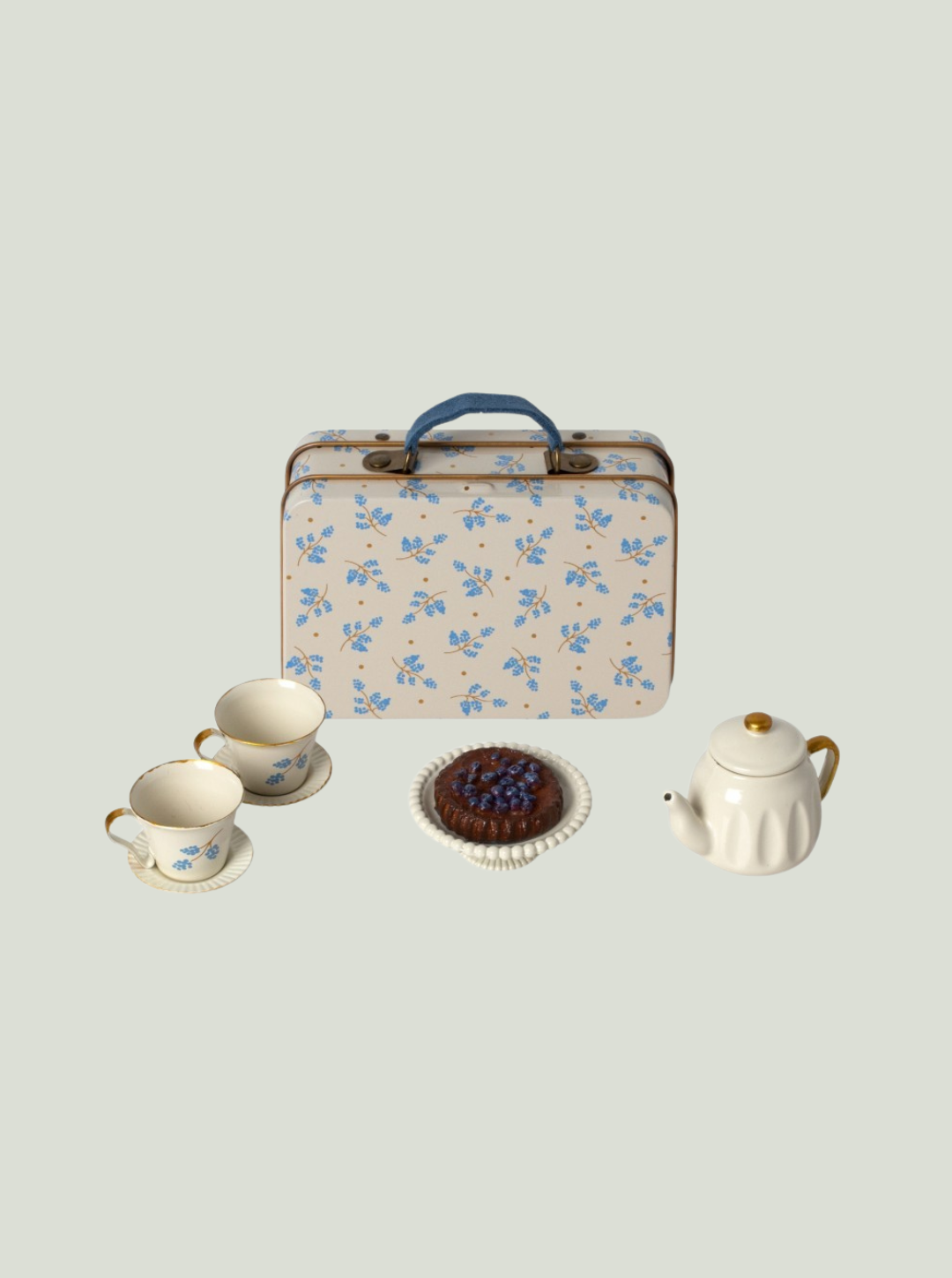 MAILEG Akcesoria dla myszek, walizeczka z zestawem deserowym Afternoon Treat - blue madelaine