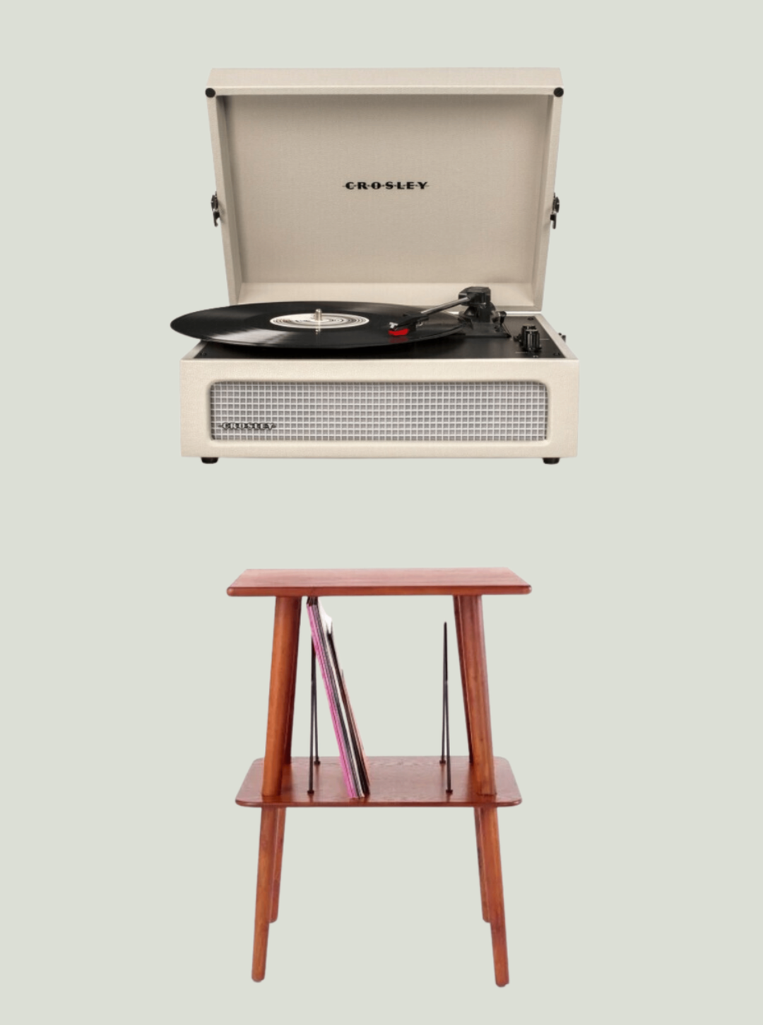 Gramofon CROSLEY DUNE i Stolik na Gramofon CROSLEY MANCHESTER Paprica