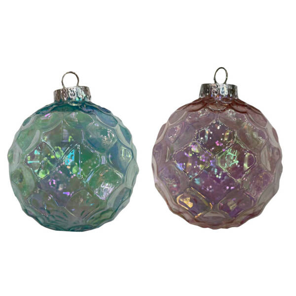 Bombka 1szt 8cm transparentna opalizująca lila /turkus 2kolory
