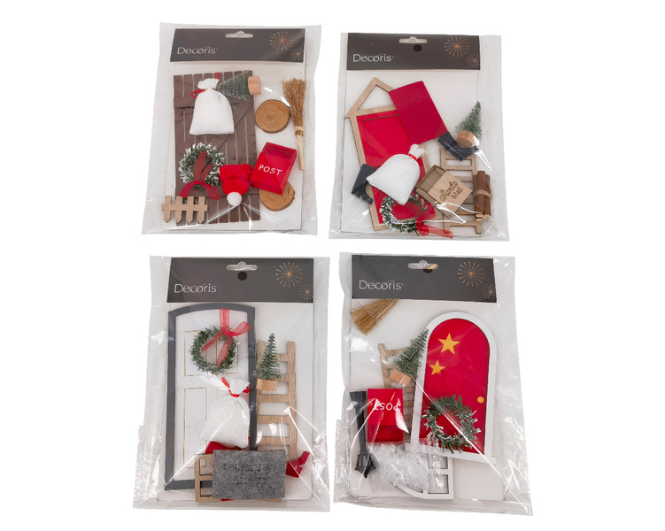 Zestaw dla Elfów 4 wzory drzwi/choinka/worek/drabina blister