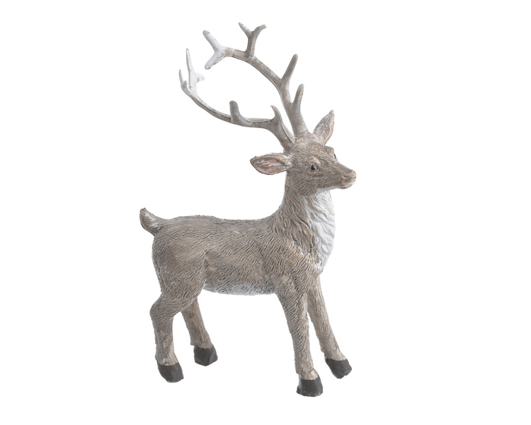 Jeleń ceramiczny beżowy stojący