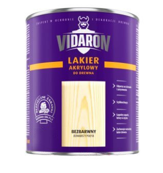 Akrylowy lakier do drewna bezbarwny 0,4L Vidaron