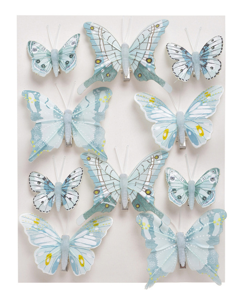Motyl na klipsie 10 sztuk turkusowe mix
