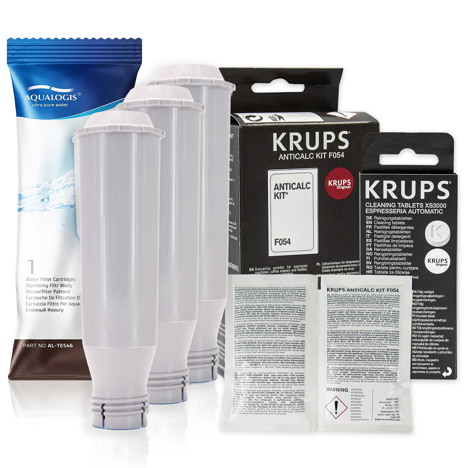 3x Filtr Wody AL-TES46 Do Ekspresu Krups + Odkamieniacz F054 + XS3000