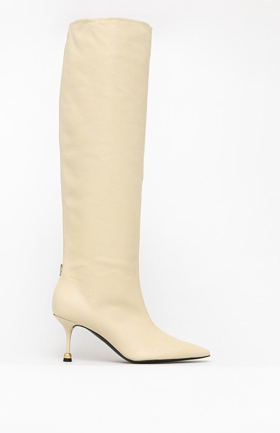 Skórzane kozaki damskie KAJA IVORY 42 - Vanda Novak