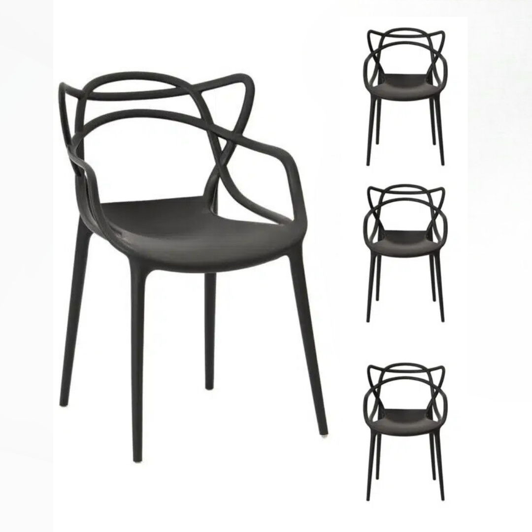 Krzesło Nowoczesne Split Czarny - Zestaw 3szt