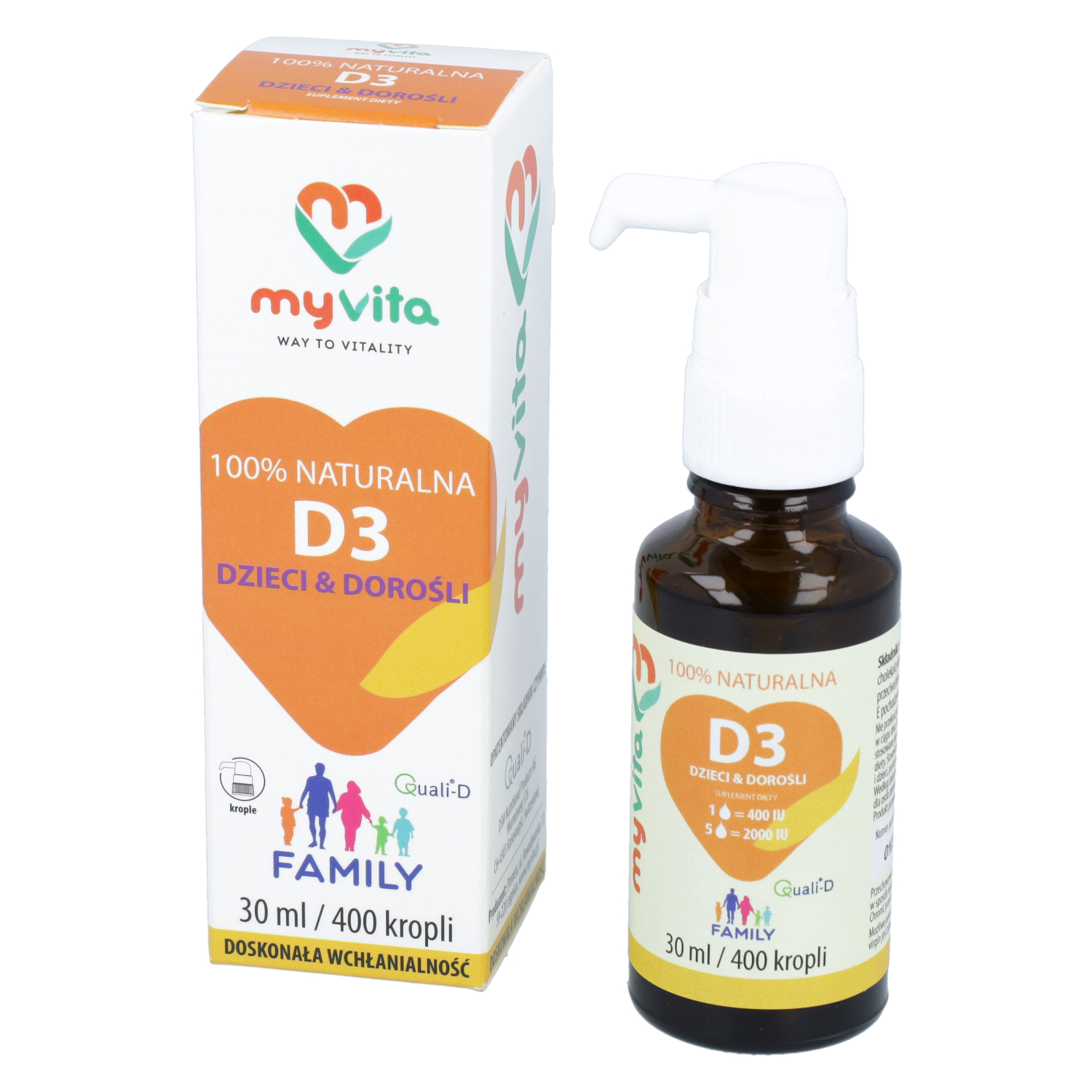 Myvita witamina d3 family, krople dla dzieci i dorosłych, 30 ml