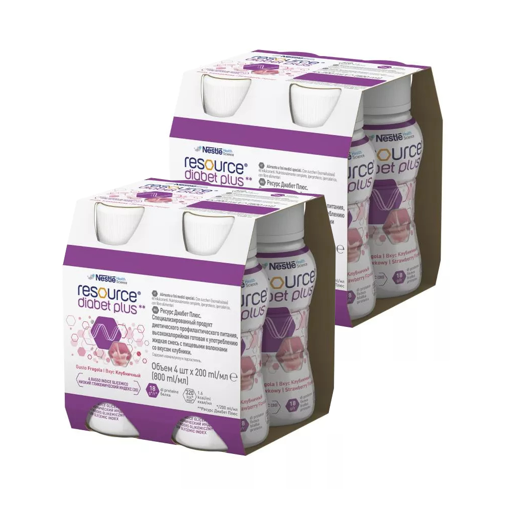 Zestaw resource diabet plus - o smaku truskawkowym, 8 x 200 ml - darmowa dostawa